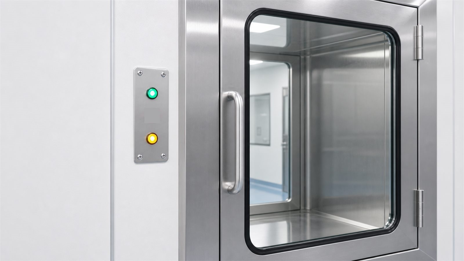 Electronic interlock controls on clean room pass box