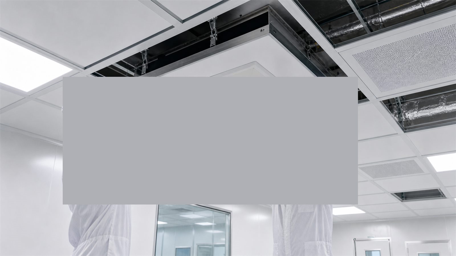 Installation of modular clean room ceiling panels and FFU
