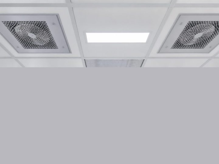 Modular clean room ceiling with FFU and HEPA modules