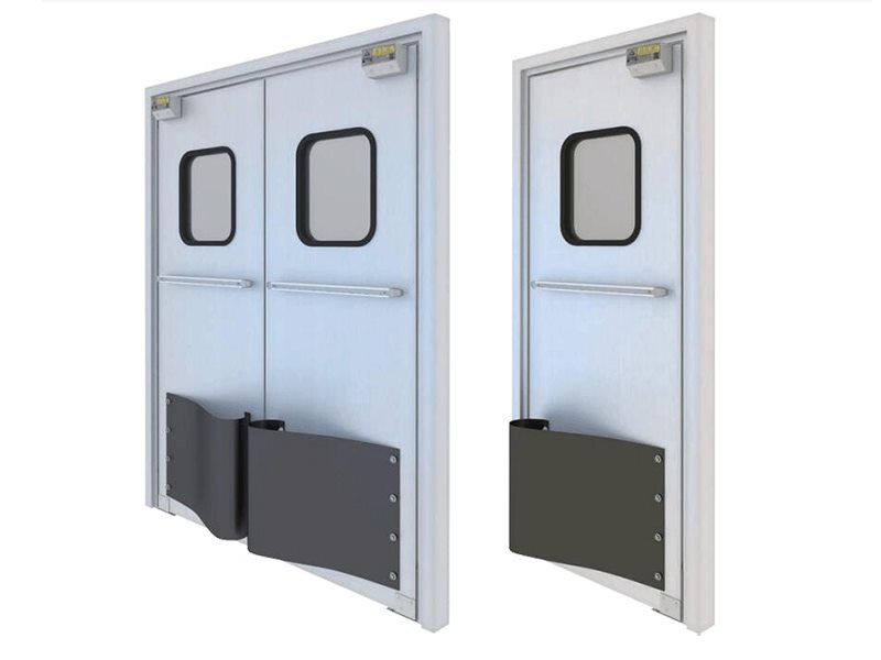 Impact resistant stainless clean room traffic door