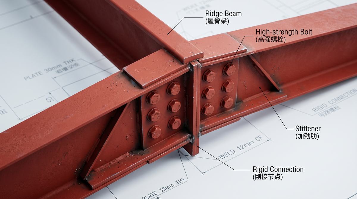 Guide d&rsquo;assemblage par boulons à haute résistance pour joints de faîtage et jarret poutre-poteau PEB