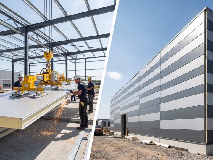 Crew_installing_insulated_metal_wall sandwich panel