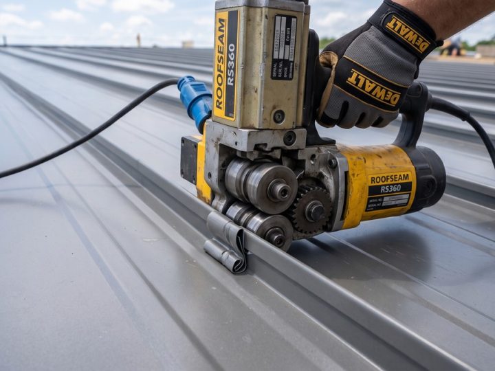 Electric_seaming_machine_with the metal roofing system