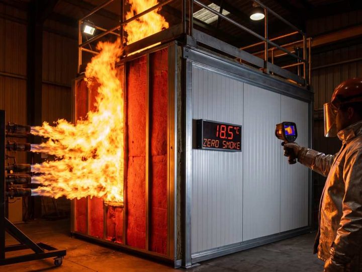 Engineer_testing_wall_with_thermal insulation and rock wool sandwich panel