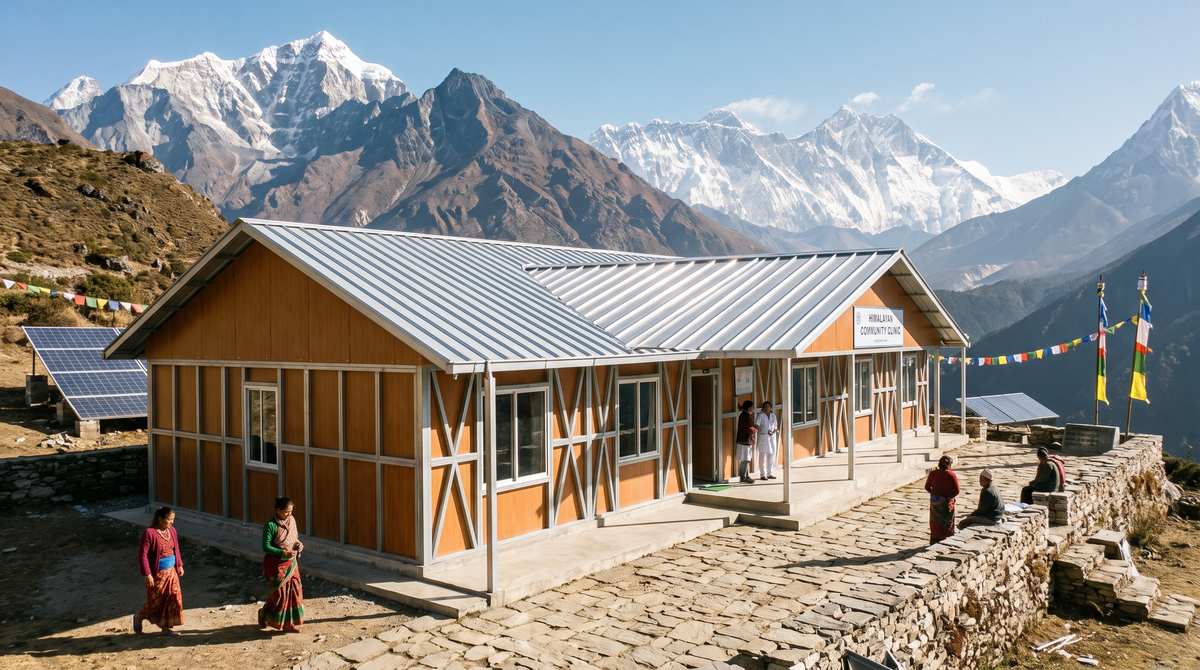 Himalayan Earthquake Reconstruction: PU Composite Panels & Bolted Steel Frames in Nepal