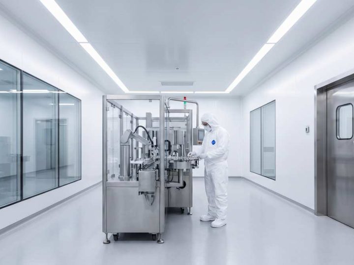 Technician_Checking_Vials_Filling in Pharmaceutical Cleanroom
