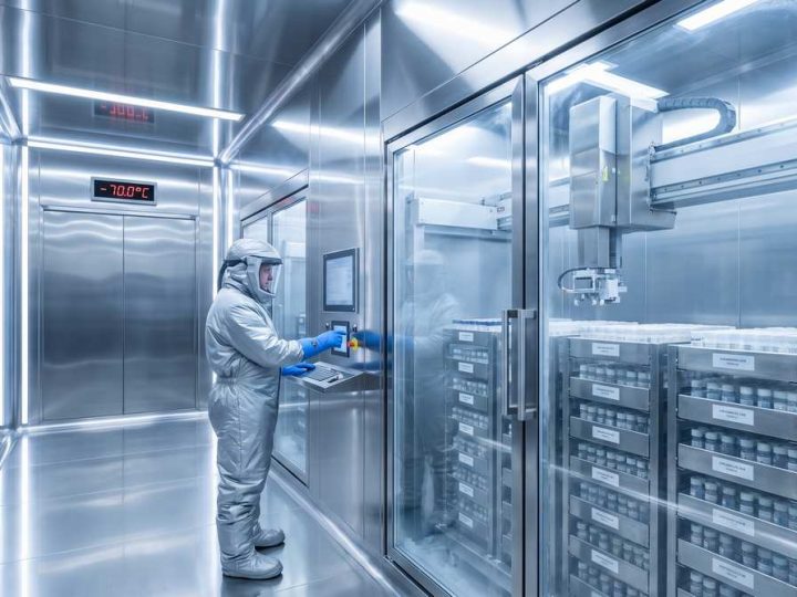 Technician_operates_cryogenic_storage cold room