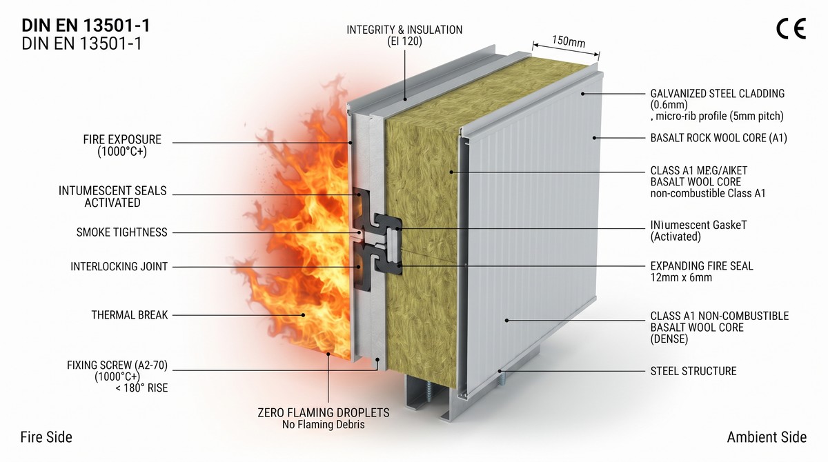 Architectural_fire-resistant_wall sandwich panel of rock wool