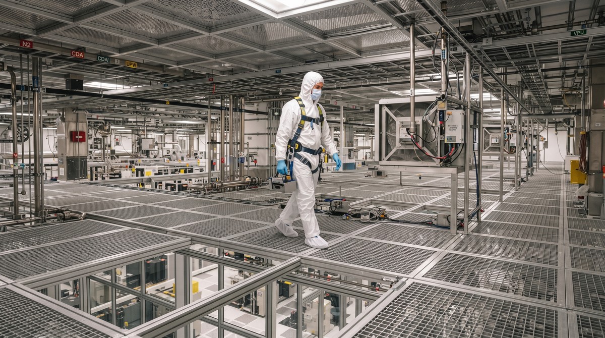 Technician_walking_on_ceiling_grid