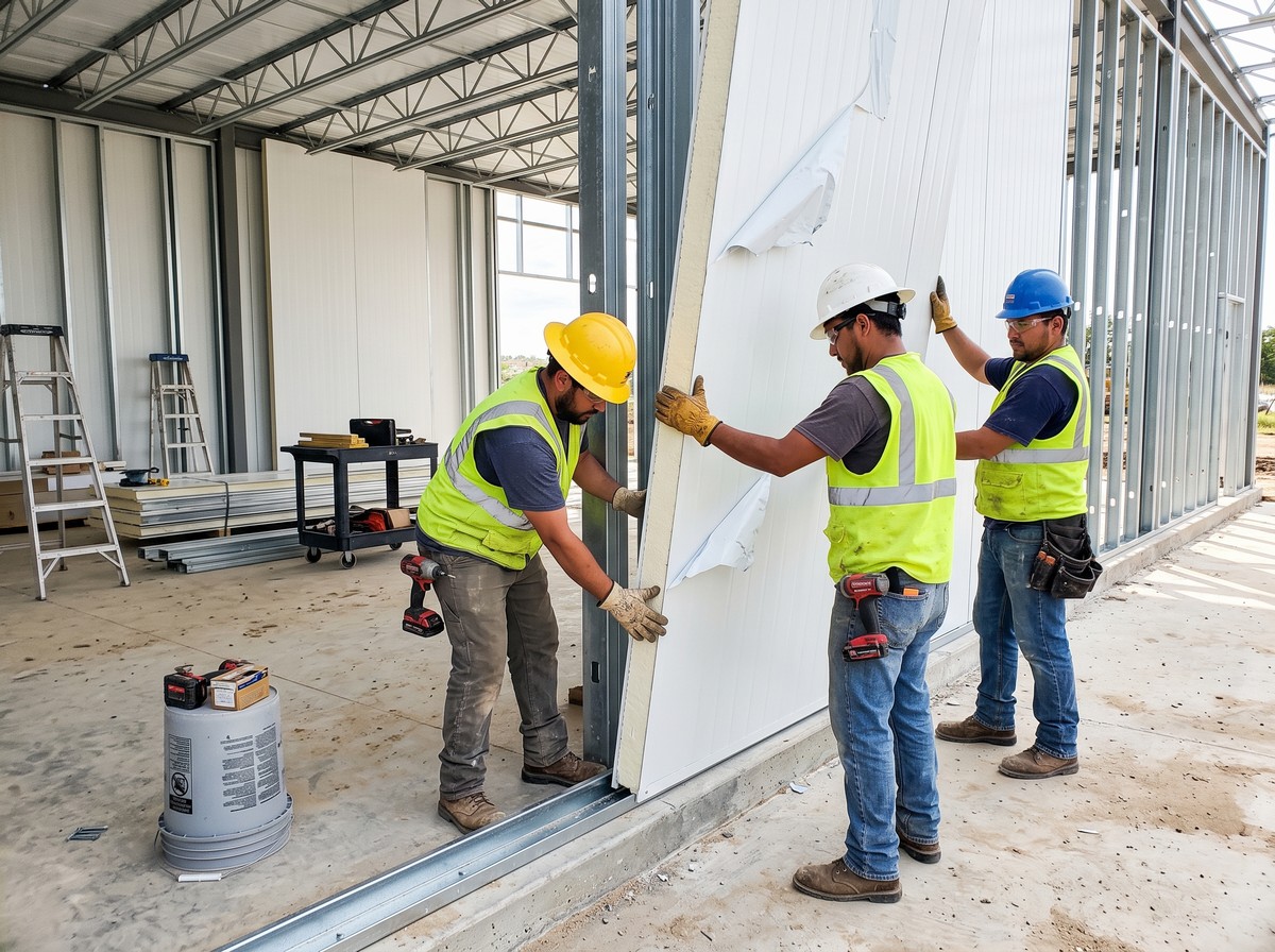 Workers_installing_insulated_wal panel